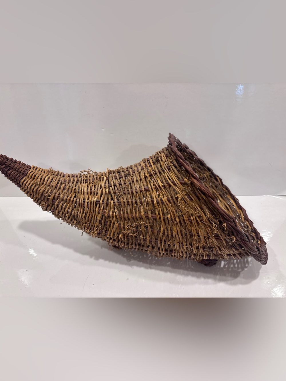 Handwoven Wicker Basket Accent - Natural Brown- vintage- 19”